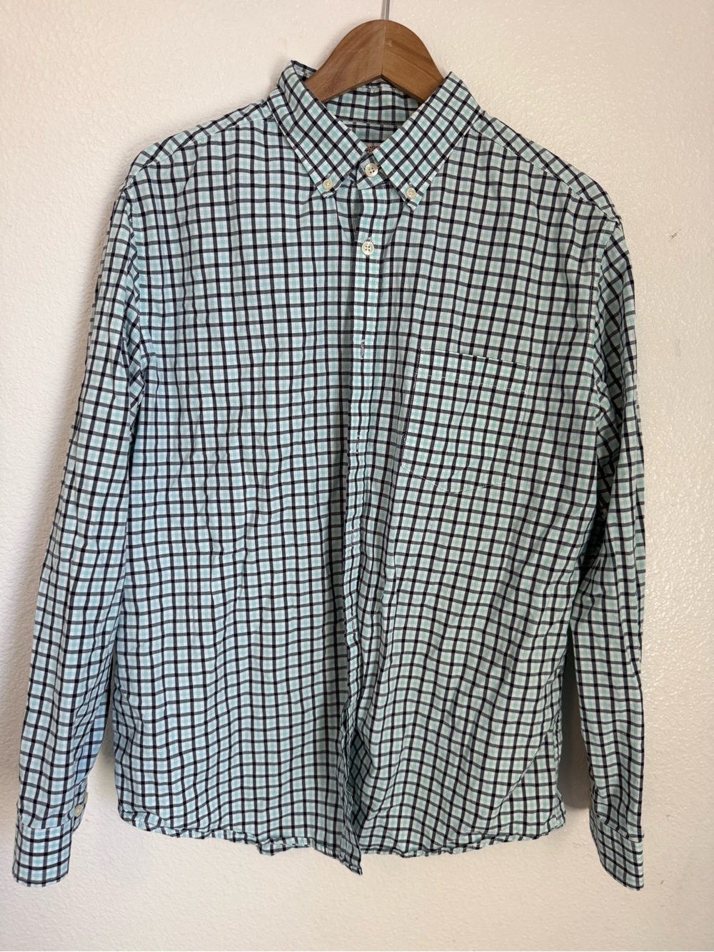 Merona Light Blue and Black Check Button-Down Shirt